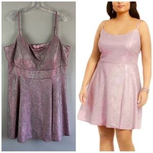 Morgan & Co. Pink Shimmer Metallic Glitter Dress Size 18W Swiftie Lover Era